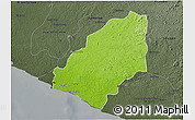 Physical 3D Map of Sinoe River Sobo, darken, semi-desaturated