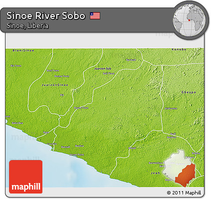 Physical 3D Map of Sinoe River Sobo
