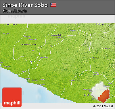 Physical 3D Map of Sinoe River Sobo