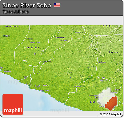 Physical 3D Map of Sinoe River Sobo