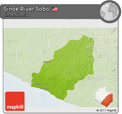 Physical 3D Map of Sinoe River Sobo, lighten