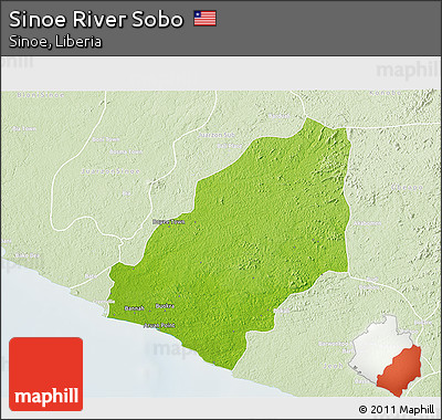 Physical 3D Map of Sinoe River Sobo, lighten