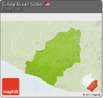 Physical 3D Map of Sinoe River Sobo, lighten