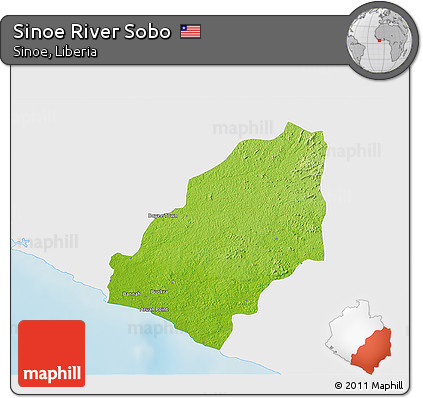 Physical 3D Map of Sinoe River Sobo, single color outside