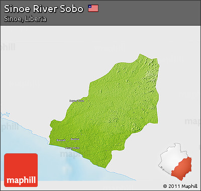 Physical 3D Map of Sinoe River Sobo, single color outside