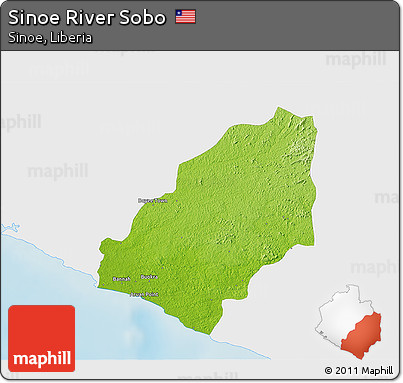 Physical 3D Map of Sinoe River Sobo, single color outside