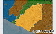Political 3D Map of Sinoe River Sobo, darken