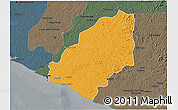 Political 3D Map of Sinoe River Sobo, darken, semi-desaturated