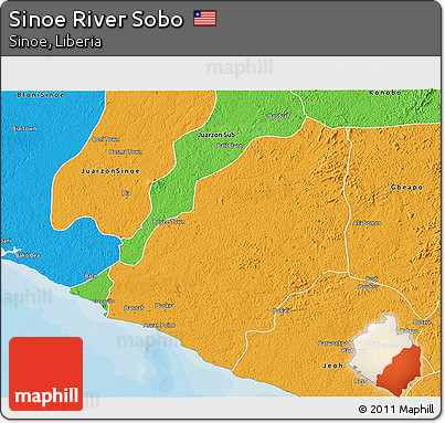 Political 3D Map of Sinoe River Sobo