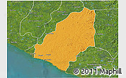 Political 3D Map of Sinoe River Sobo, satellite outside