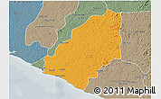 Political 3D Map of Sinoe River Sobo, semi-desaturated