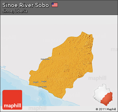 Political 3D Map of Sinoe River Sobo, single color outside
