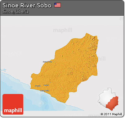 Political 3D Map of Sinoe River Sobo, single color outside