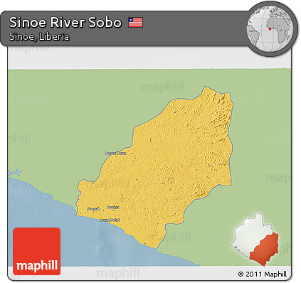 Savanna Style 3D Map of Sinoe River Sobo, single color outside
