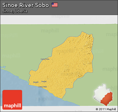 Savanna Style 3D Map of Sinoe River Sobo, single color outside