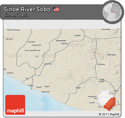 Shaded Relief 3D Map of Sinoe River Sobo