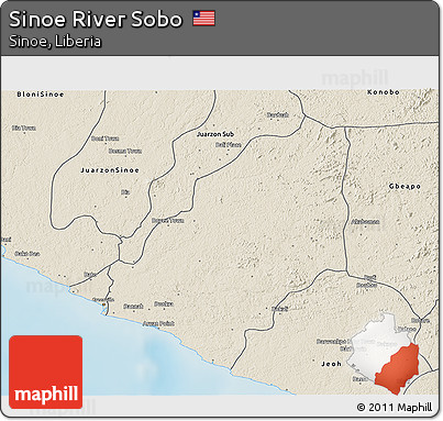 Shaded Relief 3D Map of Sinoe River Sobo