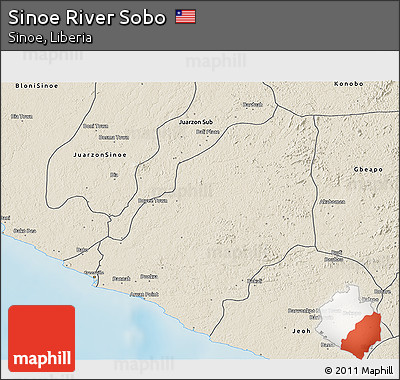 Shaded Relief 3D Map of Sinoe River Sobo