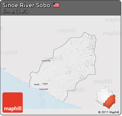 Silver Style 3D Map of Sinoe River Sobo, single color outside