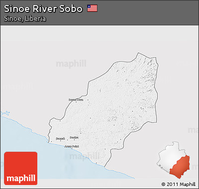 Silver Style 3D Map of Sinoe River Sobo, single color outside