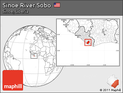 Blank Location Map of Sinoe River Sobo, highlighted country