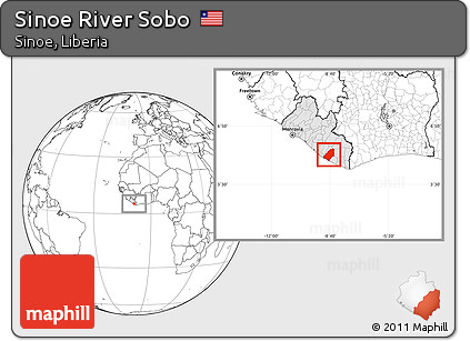 Blank Location Map of Sinoe River Sobo, highlighted country