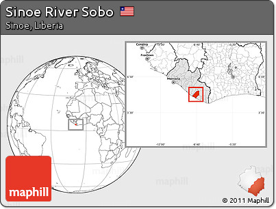 Blank Location Map of Sinoe River Sobo, highlighted country
