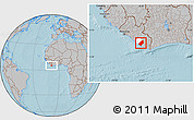 Gray Location Map of Sinoe River Sobo, highlighted parent region, hill shading