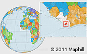 Political Location Map of Sinoe River Sobo, highlighted country, within the entire country