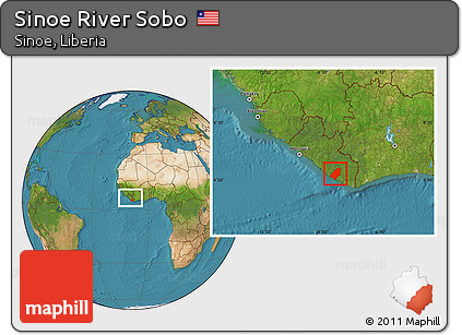 Satellite Location Map of Sinoe River Sobo, within the entire country