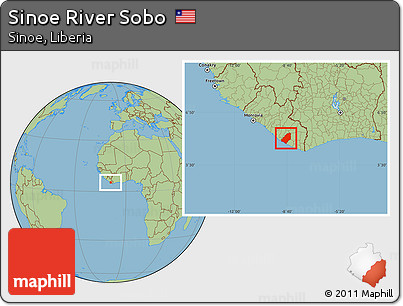 Savanna Style Location Map of Sinoe River Sobo