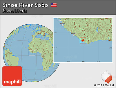Savanna Style Location Map of Sinoe River Sobo
