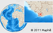 Shaded Relief Location Map of Sinoe River Sobo, within the entire country