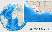 Shaded Relief Location Map of Sinoe River Sobo, highlighted country