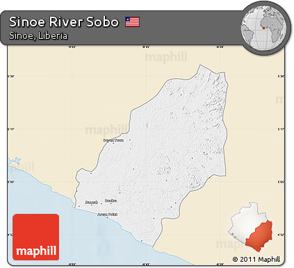 Classic Style Map of Sinoe River Sobo, single color outside