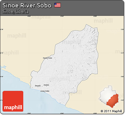 Classic Style Map of Sinoe River Sobo, single color outside
