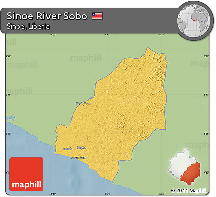 Savanna Style Map of Sinoe River Sobo, single color outside
