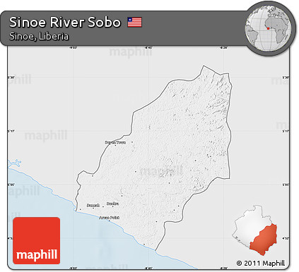 Silver Style Map of Sinoe River Sobo, single color outside