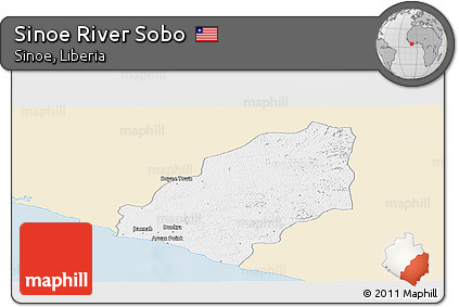 Classic Style Panoramic Map of Sinoe River Sobo, single color outside