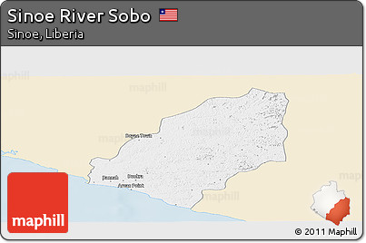 Classic Style Panoramic Map of Sinoe River Sobo, single color outside