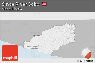 Gray Panoramic Map of Sinoe River Sobo, single color outside