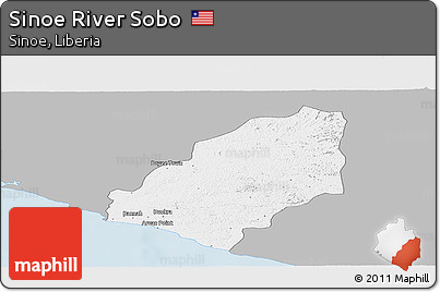 Gray Panoramic Map of Sinoe River Sobo, single color outside