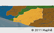 Political Panoramic Map of Sinoe River Sobo, darken