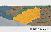 Political Panoramic Map of Sinoe River Sobo, darken, semi-desaturated
