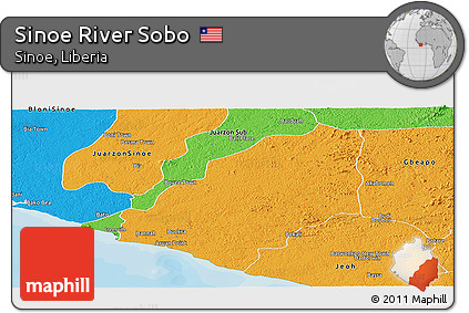 Political Panoramic Map of Sinoe River Sobo