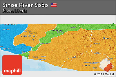 Political Panoramic Map of Sinoe River Sobo
