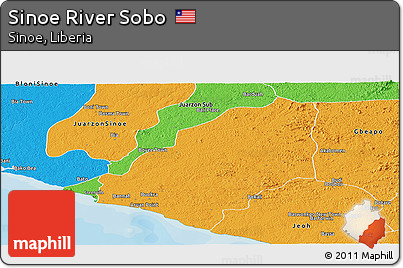 Political Panoramic Map of Sinoe River Sobo