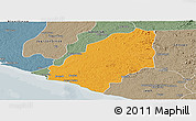 Political Panoramic Map of Sinoe River Sobo, semi-desaturated