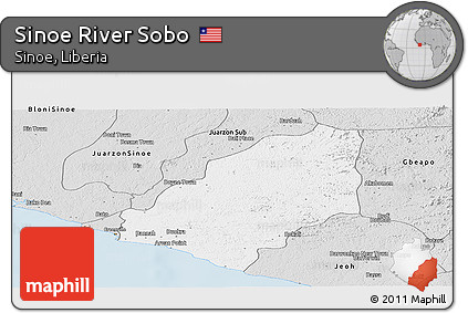 Silver Style Panoramic Map of Sinoe River Sobo