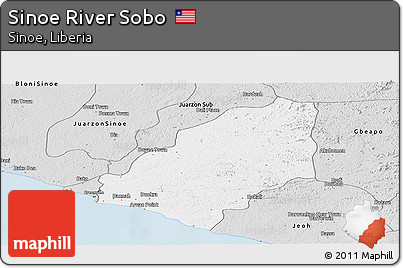 Silver Style Panoramic Map of Sinoe River Sobo